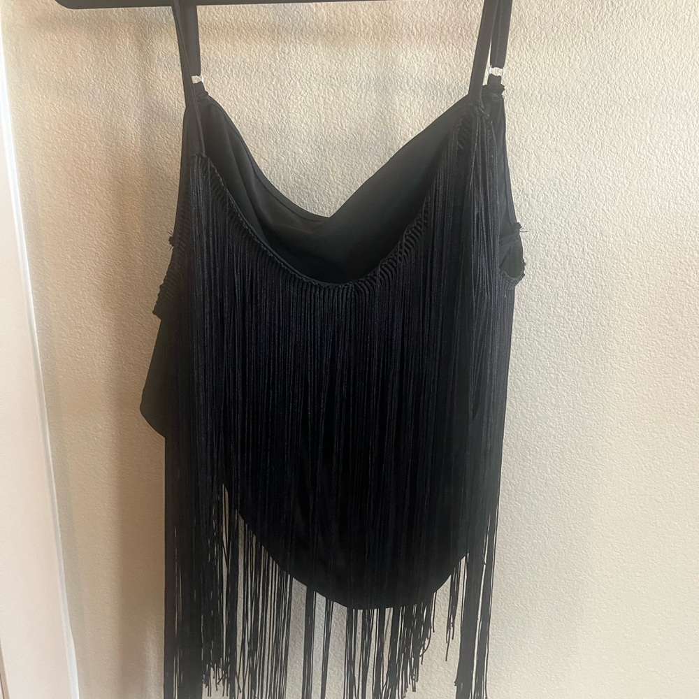 SHEIN Black Fringe Crop Top